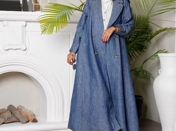 Linen Abaya Blue IB135 Blue